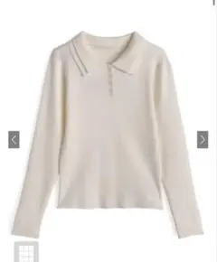 ダブルカラーリブニットトップス[ze941] アイボリー