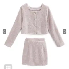 ラメシャギージャケット×ミニスカートセットアップ[sm220]