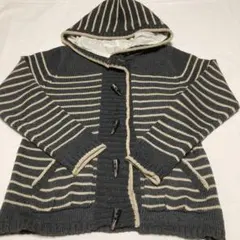 ストライプニットフードパーカー