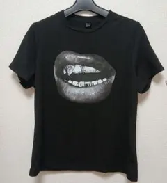 SHEIN リッププリント 半袖Tシャツ ブラック XL