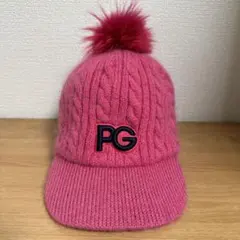 PG ポンポン付きピンクニット帽