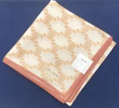 新品✨CELINEセリーヌ シルク混　トリオンフ　ハンカチ オレンジ　スカーフ