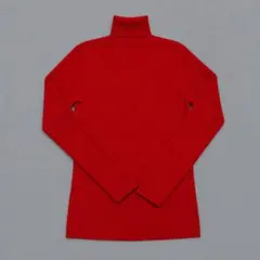 UNIQLO タートルネック 長袖 リブニット レッド