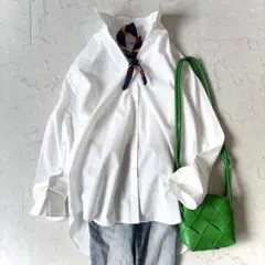 24SS美品 ヴェルメイユパーイエナ コットン 袖開き 長袖 オーバーシャツ 白のサムネイル