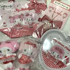 新品　マイメロ　くじ　ピアノ　ぬいぐるみ　ランチバッグ　リボン　５点セット