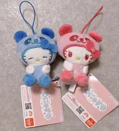 サンリオ　むにゃすやマスコット　パンダキティ　ピンク　ブルー　　２個