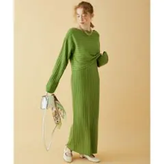 MADEMOISELLE ROPE デザインニット×リブワンピース 2点セットのサムネイル