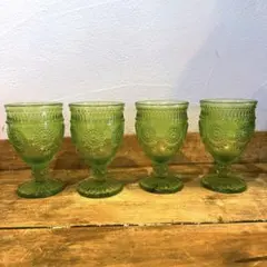 【コベントガーデン】グリーンガラスカップ4個セット