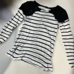 ZARA W&B COLLECTION ボーダー長袖カットソー レース切替