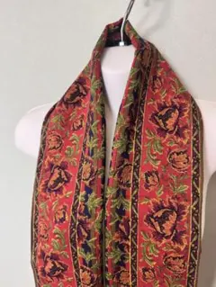 美品◇KENZO◇ウール100% 薄手大判ストール　花柄　ヴィンテージ　レッドのサムネイル