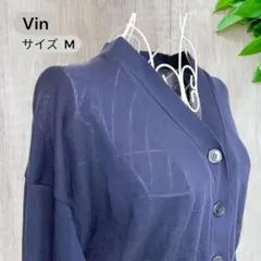 Vin ヴァン カーディガン M ネイビー ショート丈 上品 きれいめ