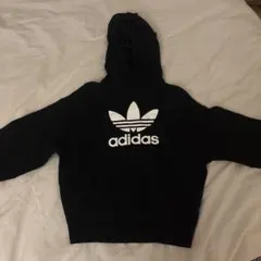 adidas ウール100％ フードセーター ニットパーカー 黒