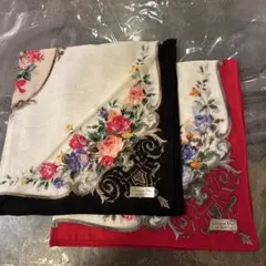 Christian Dior 花柄ハンカチ2枚セット