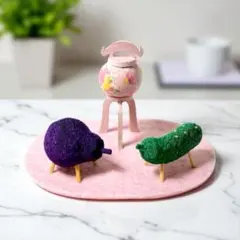 ちりめんのお盆飾り　ピンク　精霊馬　日本製　リュウコドウ　新品のサムネイル
