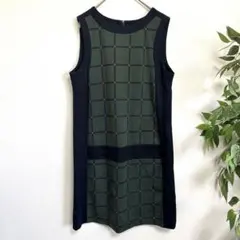 美品✨DOCLASSE ドゥクラッセ　ノースリーブワンピース　チェック　グリーン