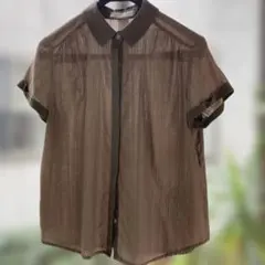 MICHEL KLEIN ブラウン ストライプ 半袖シャツのサムネイル