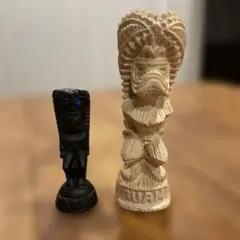 ティキ Hawaiian tiki ハワイの木製置物 4体セット - メルカリ