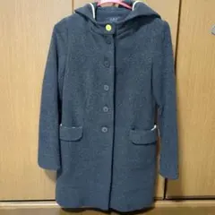 かわいい★美品★9号サイズ　ウールコート フード付き グレー