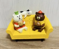 コンコンブル シロクマ＆くりくま　うとうと子猫ソファ　フィギュア