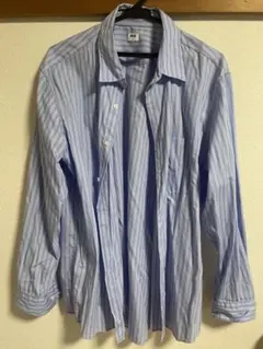 ユニクロ　青と白のストライプ 長袖シャツ