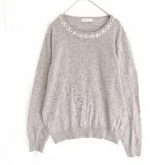 アースミュージックアンドエコロジー リブニット パール グレー M フェミニン