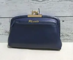 親子がま口 本革 日本製 ミニ財布 小銭入れ ネイビー