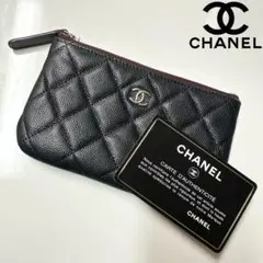 極美品 現行 31番代 CHANEL マトラッセ キャビアスキン ポーチ 黒