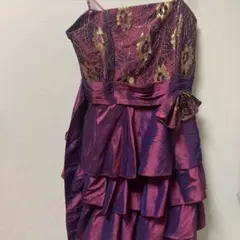 紫色 サテン フリルドレス