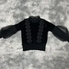 黒のベルベットシースルートップス