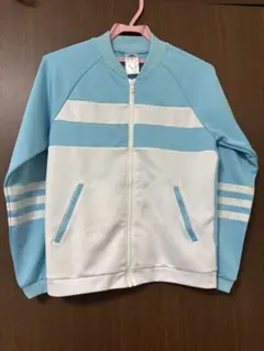 adidas ジップアップジャケット 160 水色/白