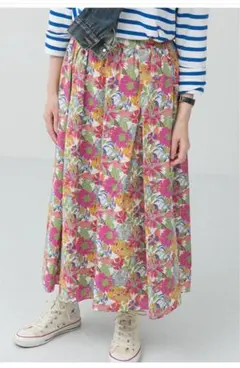 かぐれ リバティ クレメンティナ柄 スカート 花柄 総裏地 ウエストゴム かぐれ リバティ クレメンティナ柄 スカート 花柄 総裏地 ウエストゴム