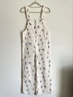 ZARA オーバーオール　花柄　ホワイト