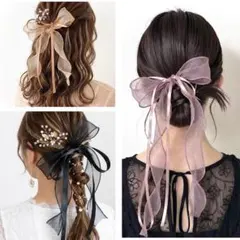 No.239 選べる シアーリボンとサテンリボンのポニーフック 結婚式