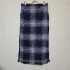 フリンジ付き　ツイードスカート　タイトスカート　チェック