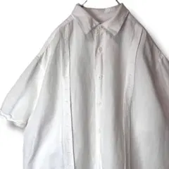 CUBAVERA コットンラインシャツ　キューバシャツ　古着　ステッチ　XL相当