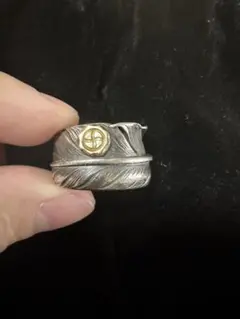 silver501 18GP付きフェザーリング　k18