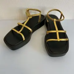 【極美品】ルタロン Wストラップサンダル ゴールド　厚底 23㎝