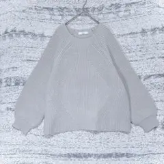 ディスコート ニット 畦編み セーター ラグラン ゆったり グレージュ フリー