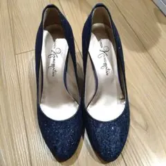 値下げ★GINZA Kanematsu レースパンプス ネイビーのサムネイル