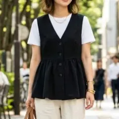 美品 ノースリーブ チュニック ブラック Lサイズ 大きいサイズのサムネイル
