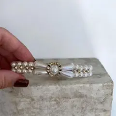 vintageヴィンテージレトロ古着パール真珠飾りバレッタ髪留め