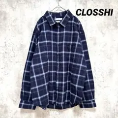 美品✨【CLOSSHI】長袖ネルシャツ チェック ネイビー 5L ビッグサイズ