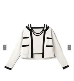 【GRL】配色ショート丈カーディガン×タンクトップニットアンサンブル／ホワイト