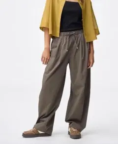 GU ジーユー バレルレッグ プルオンパンツ Q オリーブ　XXL