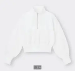 GU ヘビーウェイトスウェットショートハーフジッププルオーバー L ホワイト