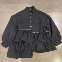 Shang Pin フリル付き黒長袖シャツのサムネイル