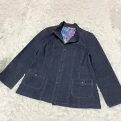 A22【美品】デニム調 ジャケット 花柄裏地 Lサイズのサムネイル