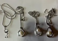 パール付きシルバーネックレスセット　パールなしもあり