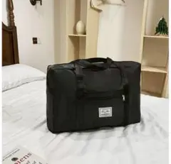 大容量 折りたたみ旅行バッグ 軽量260g ボストンバッグ ブラック 中サイズ