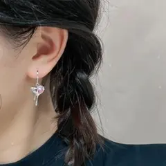 【Y2K】溶けるハート ピンク ピアス シルバー 地雷系 韓国 サブカル 夢かわ